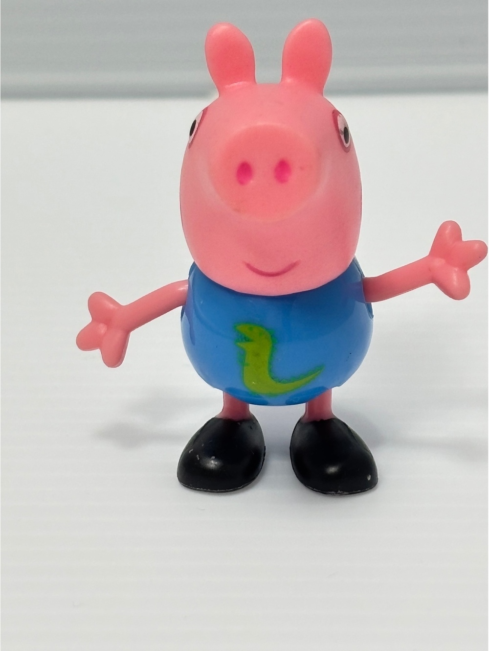 George Pig Figurine Toy Blue Shirt Green Dinosaur Peppa Pig Little Brother GUC